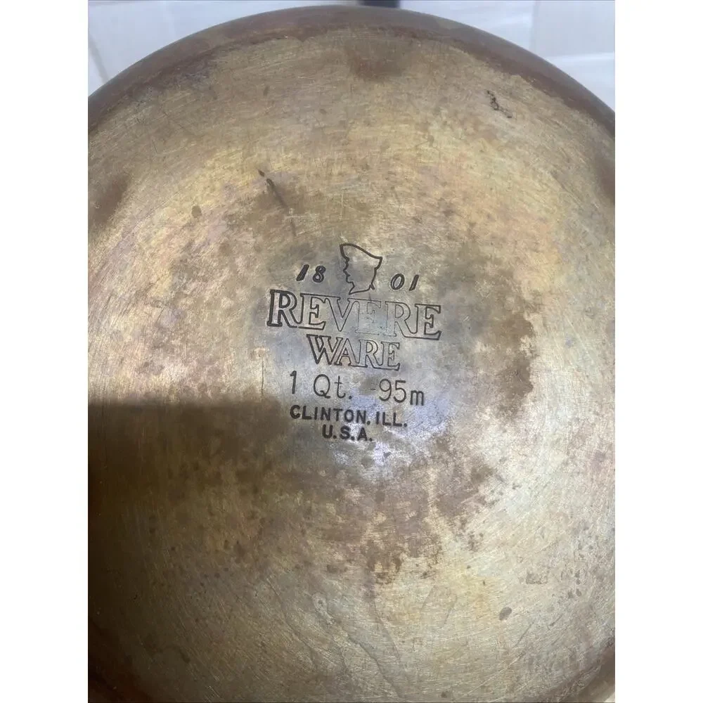 Vintage Revere Ware 1801 1 Qt Copper Bottom Saucepan Pot Made in USA Cookware